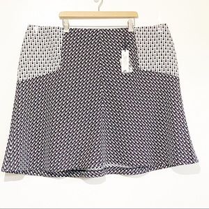 Lela Rose for Lane Bryant black/white Dot Dash pattern skater A-line skirt